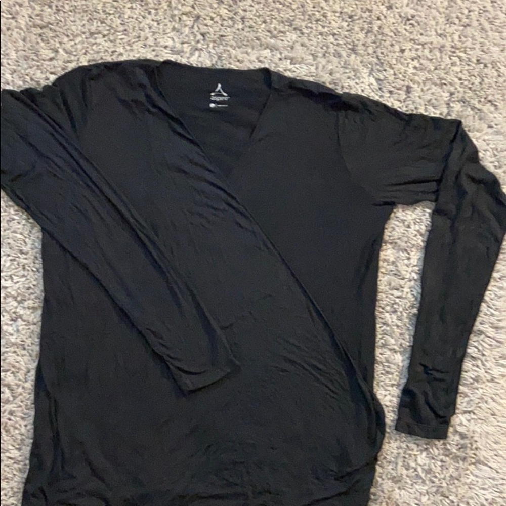 Charcoal colored wrap lightweight shirt.